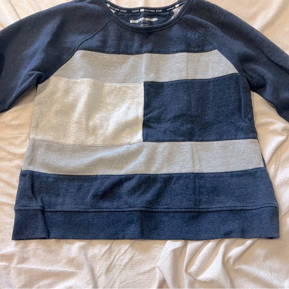 Tommy Hilfiger Sport Pullover Blue Colorblock Women's Sweatshirt - M